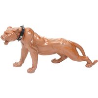 HHG - Deko Figur Panther 59cm, Polyresin Skulptur Leopard, In-/Outdoor antik hochglanz mit Halsband - brown von HHG