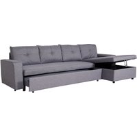 Ecksofa mit Bettkasten HHG 299, Couch Sofa L-Form, Liegefläche links/rechts Nosagfederung Stoff/Textil 290cm grau - grey von HHG
