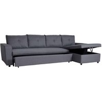 Ecksofa mit Bettkasten HHG 299, Couch Sofa L-Form Liegefläche links/rechts Nosagfederung Stoff/Textil 290cm dunkelgrau - grey von HHG