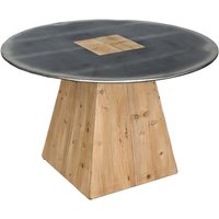 Esstisch HHG 607, Tisch Esszimmertisch, rund Industrial Massiv-Holz MVG-zertifiziert 74x120cm, natur mit Metall-Optik - grey von HHG