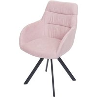 HHG - Esszimmerstuhl 596, Küchenstuhl Stuhl mit Armlehne, drehbar Auto-Position, Samt rosa - pink von HHG