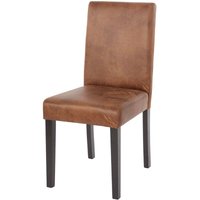 HHG - Esszimmerstuhl Littau, Küchenstuhl Stuhl, Stoff/Textil Wildlederimitat, dunkle Beine von HHG