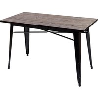 Esszimmertisch HHG 484a, Tisch Bistrotisch, Metall Ulme Holz Industrial Gastronomie mvg schwarz-braun 120x60cm - brown von HHG