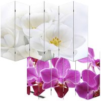 HHG - Foto-Paravent Paravent Raumteiler Spanische Wand Bagheria MVG-zertifiziert 180x240cm, Orchidee von HHG