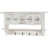 Garderobe HHG 355, Wandgarderobe Wandregal, Vintage mit 5 Schubladen 32x65x13cm Shabby Look, weiß - white von HHG