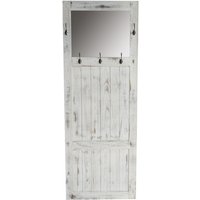 Garderobe Wandgarderobe mit Spiegel Wandhaken 180x65x7cm, Shabby-Look, Vintage weiß - white von HHG