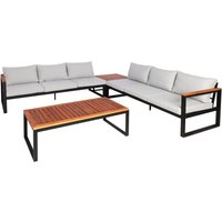 Garten-Garnitur HHG 066, Gartenlounge Lounge-Set Sitzgruppe Sofa, Metall Akazie Holz MVG-zertifiziert hellgrau Garten-Garnitur HHG 066, Gartenlounge Lounge-Set Sitzgruppe Sofa, Metall Akazie Holz MVG-zertifiziert hellgrau von HHG