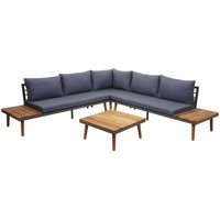 Garten-Garnitur HHG 082, Garnitur Sitzgruppe Lounge-Set Sofa, Akazie Holz MVG-zertifiziert, grau - grey von HHG