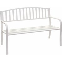 Gartenbank HHG 696, Bank Parkbank Sitzbank, 2-Sitzer pulverbeschichteter Stahl weiß - white von HHG