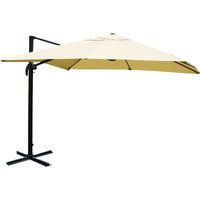 Gastronomie-Ampelschirm HHG 329, Sonnenschirm, 3x4m (Ø5m) Polyester/Alu 26kg creme ohne Ständer - beige von HHG