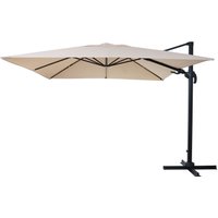 Gastronomie-Ampelschirm HHG 394, 3x3m (Ø4,24m) schwenkbar, Polyester Alu/Stahl 23kg creme ohne Ständer von HHG