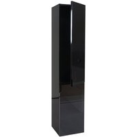 HHG - Hängeschrank 618, Midischrank Hochschrank Badezimmer Badmöbel, hochglanz 150x30cm schwarz - black von HHG