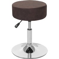 HHG - Hocker 173, Sitzhocker Schminkhocker, höhenverstellbar ø 35cm Wildlederimitat, vintage dunkelbraun von HHG