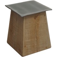 Hocker HHG 176, Sitzhocker Holzhocker, Industrial Massiv-Holz MVG-zertifiziert, natur mit Metall-Optik - multicolour von HHG