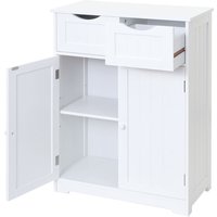 HHG - Kommode 596, Schubladenschrank Schrank, 2 Schubladen und 2 Türen 80x70x35cm weiß - white von HHG