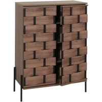 HHG - Kommode 607, Schrank Sideboard Anrichte, 3D-Flecht-Design Push-to-open Türen 106x75x40cm, braun - brown von HHG