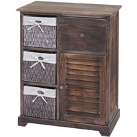 Kommode HHG 676, Schrank Schubladenkommode, Massiv-Holz Korb-Schublade 80x60x30cm shabby braun - brown von HHG