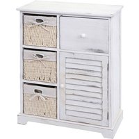 HHG - Kommode 676, Schrank Schubladenkommode, Massiv-Holz Korb-Schublade 80x60x30cm shabby weiß - white von HHG