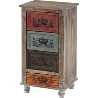 HHG - Kommode Funchal Schubladenkommode Schrank Shabby-Look, Vintage, 79x43x33cm - brown von HHG