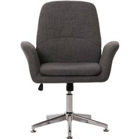 HHG - Konferenzstuhl 570, Besucherstuhl Stuhl Polsterstuhl drehbar mit Armlehne höhenverstellbar Stoff/Textil dunkelgrau von HHG