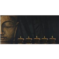 LED-Bild, Leinwandbild Wandbild Leuchtbild, Timer MVG-zertifiziert 110x55cm Buddha, flackernd - multicolour von HHG