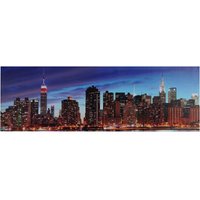 LED-Bild, Leinwandbild Wandbild Leuchtbild, Timer MVG-zertifiziert 120x40cm New York, flackernd - multicolour von HHG