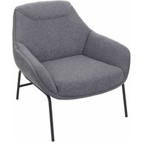 Lounge-Sessel HHG 077, Cocktailsessel Sessel, Bouclé Stoff Metall dunkelgrau - grey von HHG