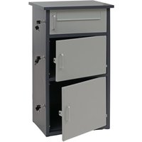 HHG - Paketkasten 297, Paketbox Paketfach Paketstation Briefkasten 3 Fächer, Stahl 89x49x38cm dunkelgrau/hellgrau von HHG
