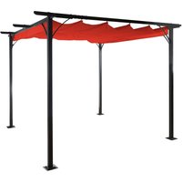 Pergola HHG 116, Garten Pavillon, stabiles 6cm-Gestell + Schiebedach 3x3m terracotta - red von HHG