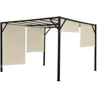 Pergola Beja, Garten Pavillon Terrassenüberdachung, stabiles 6cm-Stahl-Gestell + Schiebedach 4x3m - beige von HHG