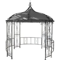 HHG - Pergola Cabrera, Rundpavillon Garten Pavillon, stabiles Stahl-Gestell, ø 3m grau - grey von HHG