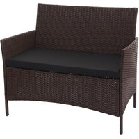 Poly-Rattan Gartenbank Hamar, Sitzbank Bank braun-meliert, Kissen schwarz - brown von HHG