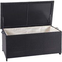 HHG - Poly-Rattan Kissenbox 570, Gartentruhe Auflagenbox Truhe Premium schwarz, 51x100x50cm 170l - black von HHG