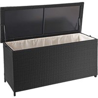 Poly-Rattan Kissenbox HHG 570, Gartentruhe Auflagenbox Truhe Premium schwarz, 63x135x52cm 320l - black von HHG
