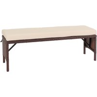 HHG - Poly-Rattan Sitzbank 795, Gartenbank Rattanbank, Gastronomie 112cm braun, Kissen creme - brown von HHG