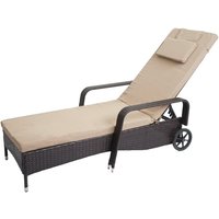 Poly-Rattan Sonnenliege Cesena, Relaxliege Gartenliege Liege, Alu braun, Kissen beige - brown von HHG