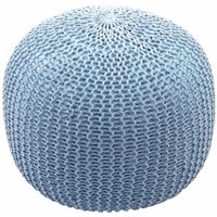 HHG - Pouf 080, Strickhocker Sitzhocker Strickpouf, Strickoptik 40x50cm blau von HHG