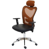 HHG - Profi-Bürostuhl Pamplona, Chefsessel Drehstuhl Schreibtischstuhl, Kunstleder braun von HHG