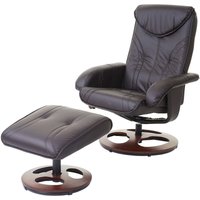 HHG - Relaxsessel 657, Fernsehsessel Sessel mit Hocker, Kunstleder braun - brown von HHG