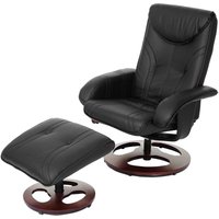 HHG - Relaxsessel 657, Fernsehsessel Sessel mit Hocker, Kunstleder schwarz - black von HHG