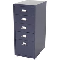 Rollcontainer Preston T851, Schubladenschrank Stahlschrank, 69x28x41cm 5 Schubladen dunkelgrau - grey von HHG