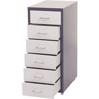 Rollcontainer Preston T851, Schubladenschrank Stahlschrank, 69x28x41cm 6 Schubladen dunkelgrau weiß von HEGELE