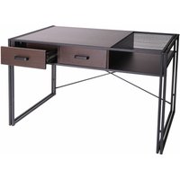 Schreibtisch HHG 453, Bürotisch Computertisch, Industrial 76x120x70cm dunkelbraun - brown von HHG