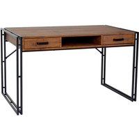 Schreibtisch HHG 594, Bürotisch Computertisch, 122x70cm 3D-Struktur Wildeiche-Optik - brown von HHG