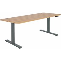 Schreibtisch HHG 766, Computertisch, elektrisch höhenverstellbar 160x80cm 53kg Eiche-Dekor, anthrazit-grau - red von HHG