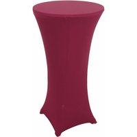 Set Stehtisch + Stehtischhusse HHG 097, Bistrotisch Tischhusse, klappbar höhenverstellbar ø 60cm Husse bordeaux-rot - red von HHG