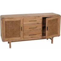 Sideboard HHG 014, Schrank Kommode Highboard, Staufächer Schublade, Rattan Akazie Massiv-Holz gebeizt 83x160x45cm 47kg - brown von HHG