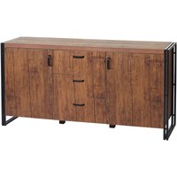 HHG - Sideboard 040, Kommode Schrank, 3D-Struktur 2 Staufächer 80x160x40cm MVG-zertifiziert mdf Metall Wildeiche-Optik - brown von HHG