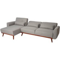 Sofa HHG 481, Couch Ecksofa, L-Form 3-Sitzer Liegefläche Schlaffunktion Stoff/Textil 280cm grau - grey von HHG