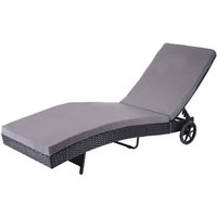 Sonnenliege HHG-456, Gartenliege Relaxliege Liege, Poly-Rattan anthrazit, Kissen dunkelgrau von HEGELE